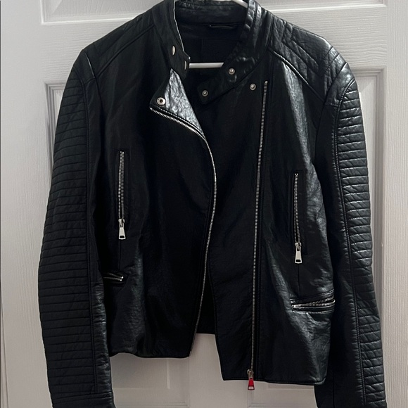 Max Studio Black Leather Moto Jacket - Picture 1 of 5